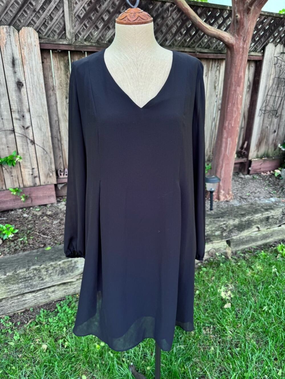 I.N.C. International Concepts Bow-Back Shift Dress Black Flowy Women's Size L